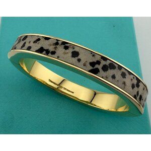 Tiffany & Co. 18k Yellow Gold Dalmatian Jasper Hinged Bangle 54g 6.25" Rare